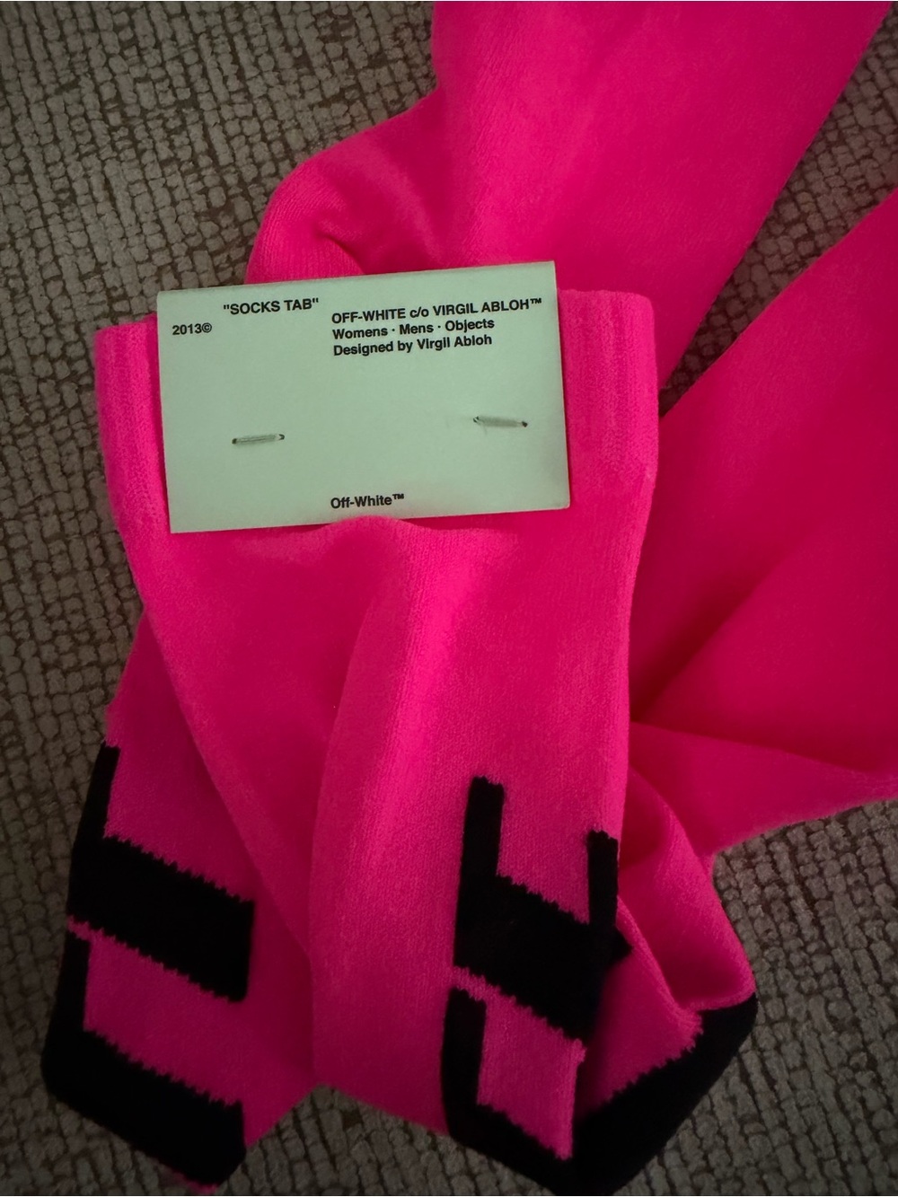 Unisex Off-White pink socks with black logo detail